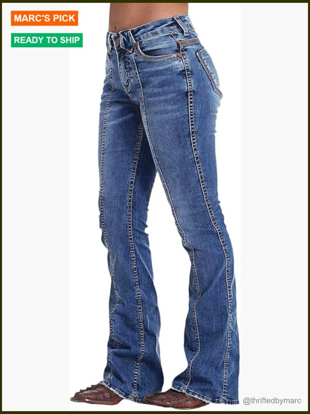 Mid Rise Boot Cut Stretch Denim Jeans Butt Lifting Flare Bell Bottom